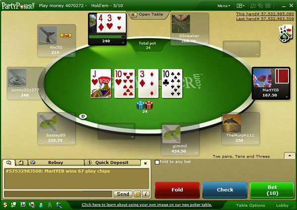 Party Poker Table